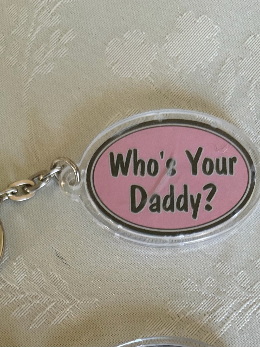 Who's Your Daddy? & Brat reversible Oval keychain - Fun Novelty Accessory
